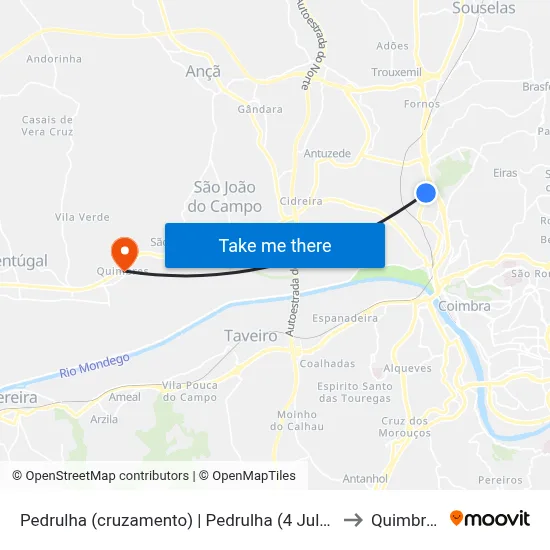Pedrulha (cruzamento) | Pedrulha (4 Julho) to Quimbres map