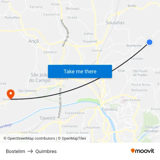 Bostelim to Quimbres map