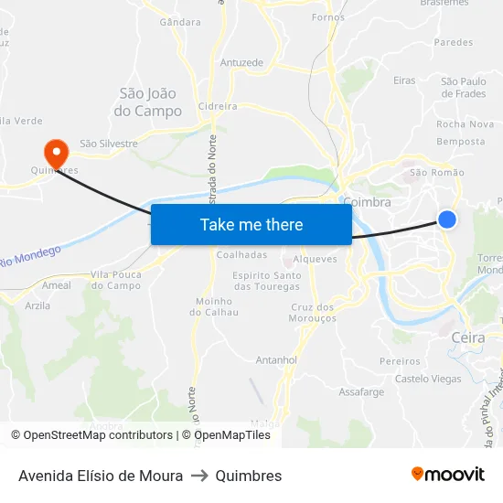 Avenida Elísio de Moura to Quimbres map