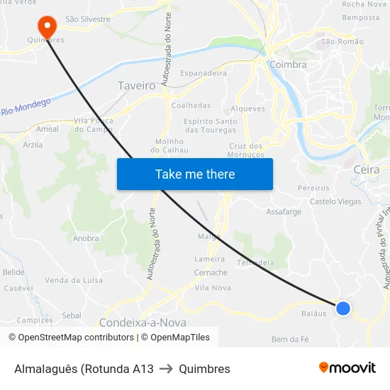 Almalaguês (Rotunda A13 to Quimbres map