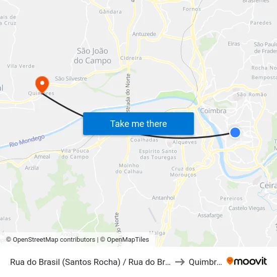 Rua do Brasil (Santos Rocha) / Rua do Brasil 2 to Quimbres map