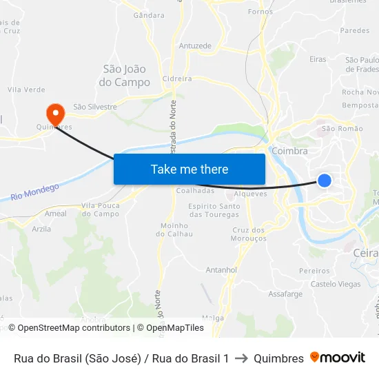 Rua do Brasil (São José) / Rua do Brasil 1 to Quimbres map