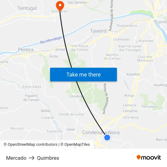 Mercado to Quimbres map