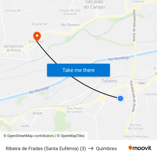 Ribeira de Frades (Santa Eufémia) (3) to Quimbres map