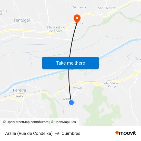 Arzila (Rua de Condeixa) to Quimbres map