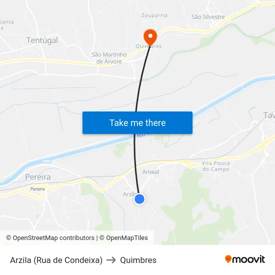 Arzila (Rua de Condeixa) to Quimbres map