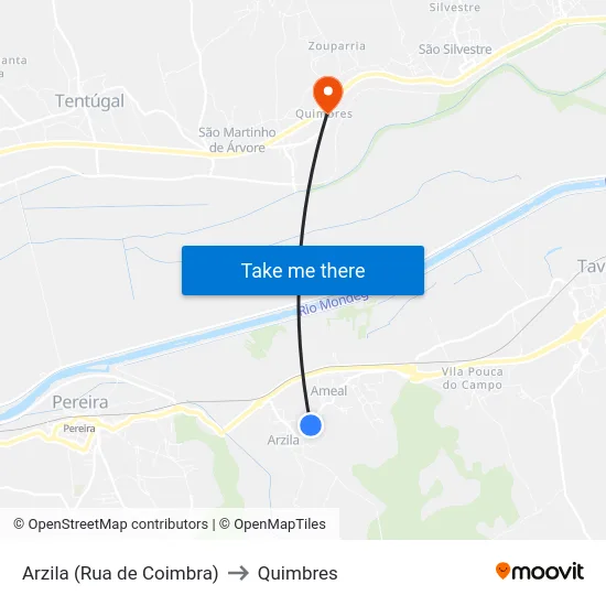 Arzila (Rua de Coimbra) to Quimbres map
