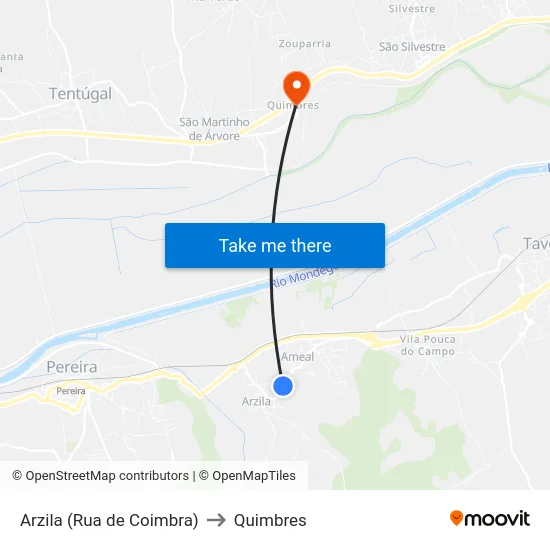 Arzila (Rua de Coimbra) to Quimbres map
