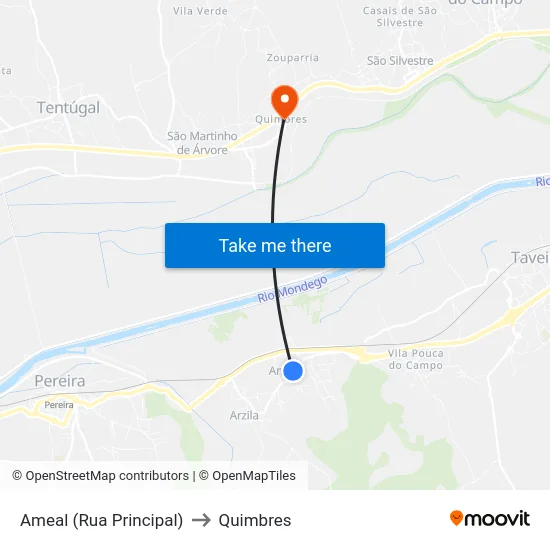 Ameal (Rua Principal) to Quimbres map