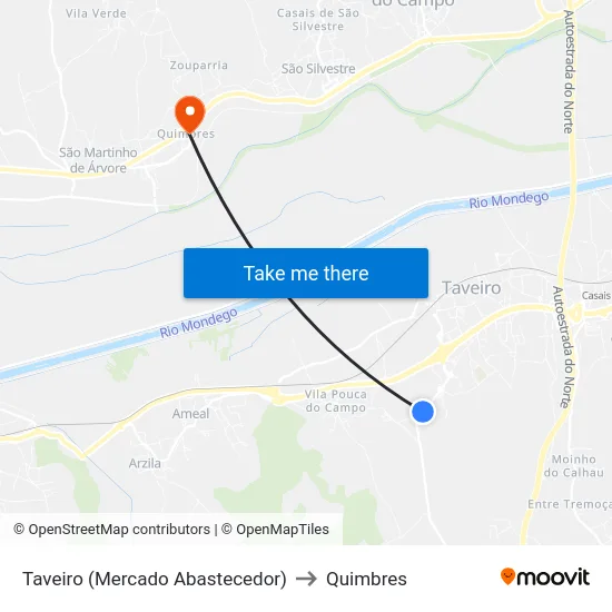 Taveiro (Mercado Abastecedor) to Quimbres map