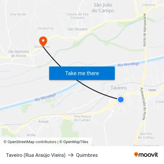 Taveiro (Rua Araújo Vieira) to Quimbres map