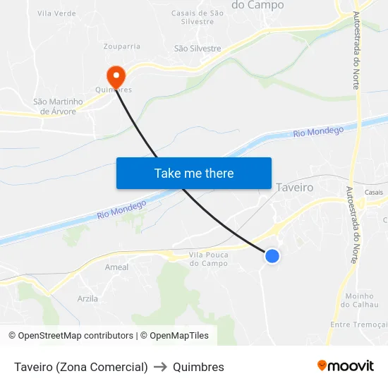 Taveiro (Zona Comercial) to Quimbres map