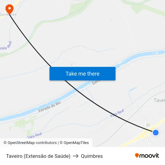 Taveiro (Extensão de Saúde) to Quimbres map