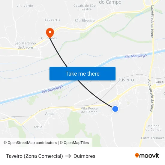 Taveiro (Zona Comercial) to Quimbres map