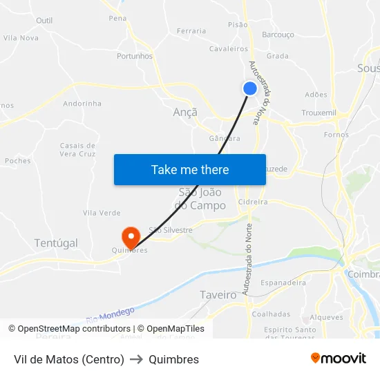 Vil de Matos (Centro) to Quimbres map