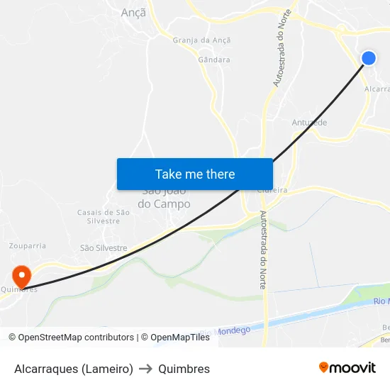 Alcarraques (Lameiro) to Quimbres map