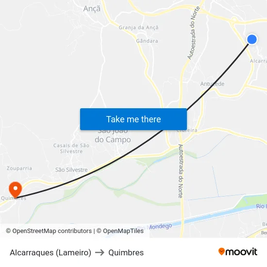 Alcarraques (Lameiro) to Quimbres map