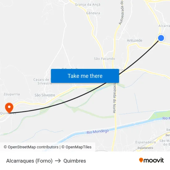 Alcarraques (Forno) to Quimbres map