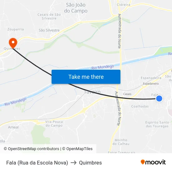 Fala (Rua da Escola Nova) to Quimbres map