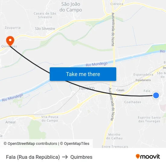 Fala (Rua da República) to Quimbres map