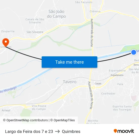 Largo da Feira dos 7 e  23 to Quimbres map