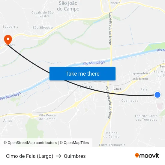 Cimo de Fala (Largo) to Quimbres map