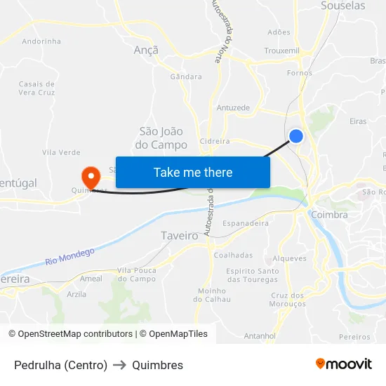 Pedrulha (Centro) to Quimbres map