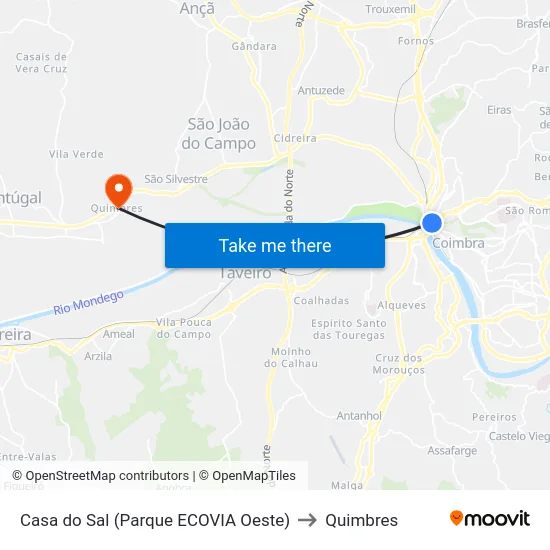 Casa do Sal (Parque ECOVIA Oeste) to Quimbres map