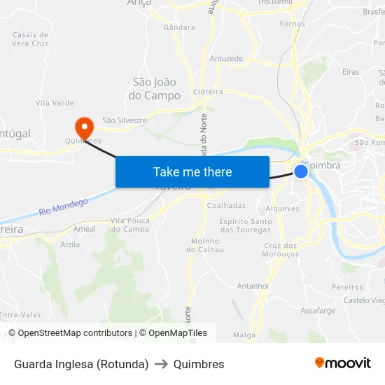 Guarda Inglesa (Rotunda) to Quimbres map