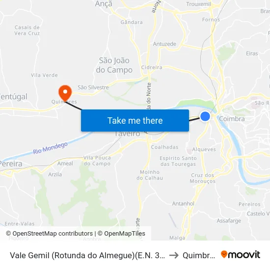 Vale Gemil (Rotunda do Almegue)(E.N. 341) to Quimbres map