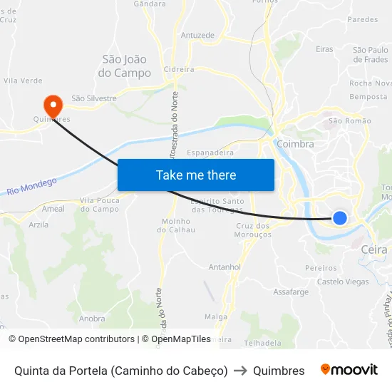 Quinta da Portela (Caminho do Cabeço) to Quimbres map