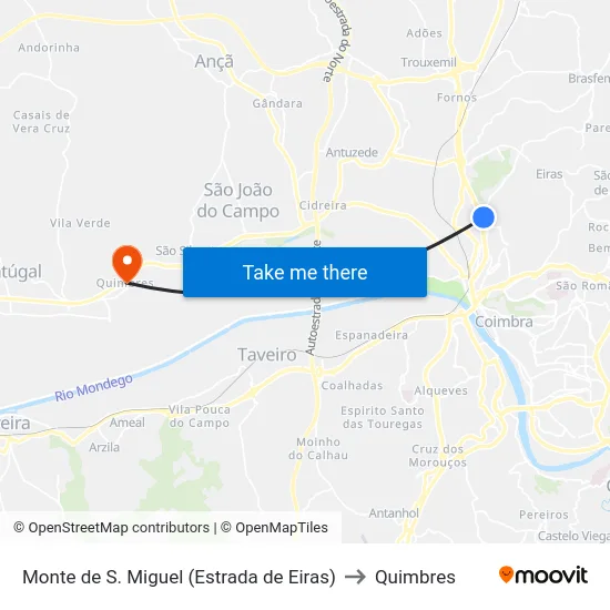 Monte de S. Miguel (Estrada de Eiras) to Quimbres map
