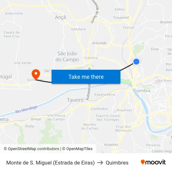 Monte de S. Miguel (Estrada de Eiras) to Quimbres map