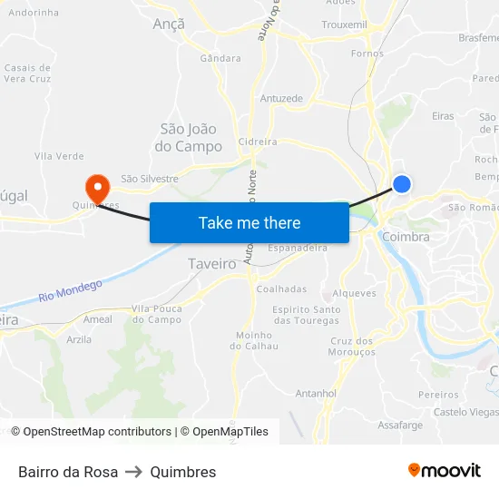 Bairro da Rosa to Quimbres map