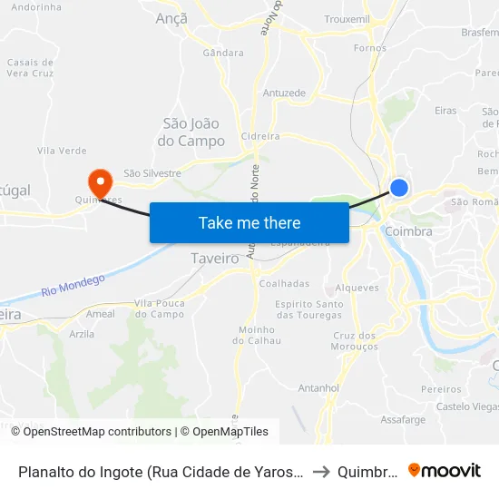 Planalto do Ingote (Rua Cidade de Yaroslav) to Quimbres map