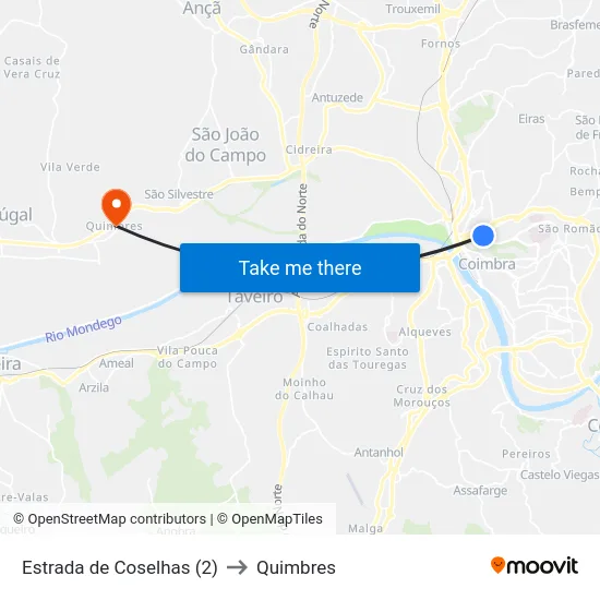 Estrada de Coselhas (2) to Quimbres map