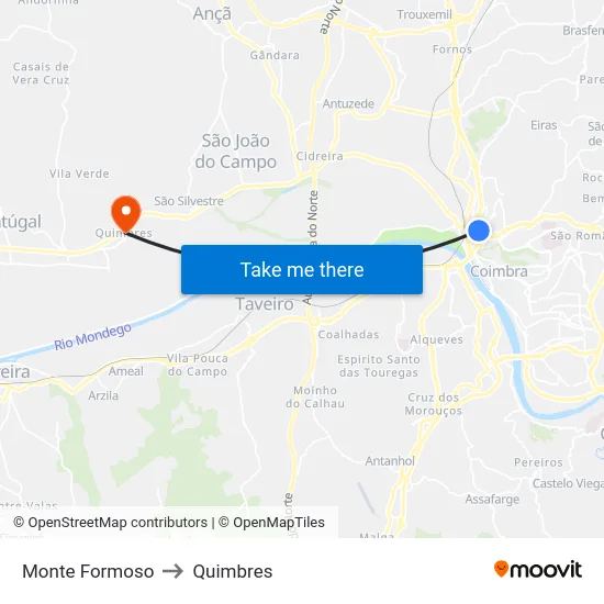 Monte Formoso to Quimbres map