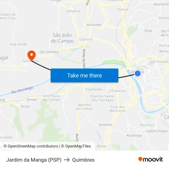 Jardim da Manga (PSP) to Quimbres map