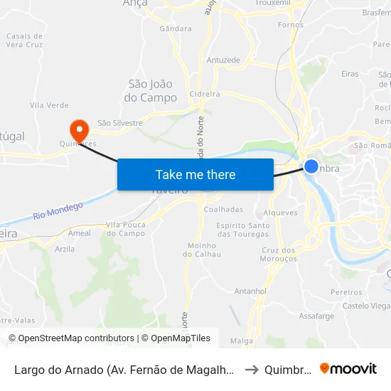 Largo do Arnado (Av. Fernão de Magalhães) to Quimbres map