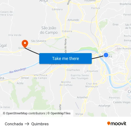 Conchada to Quimbres map