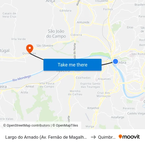 Largo do Arnado (Av. Fernão de Magalhães) to Quimbres map