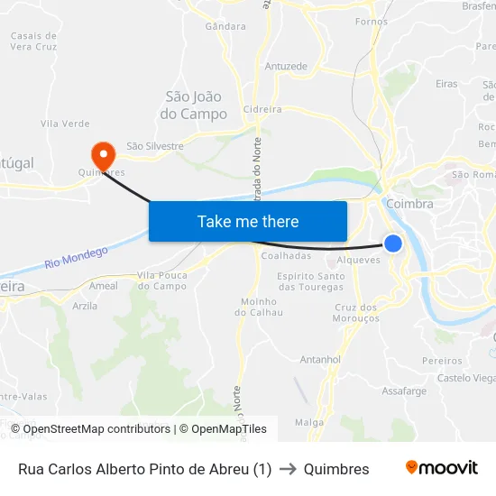 Rua Carlos Alberto Pinto de Abreu (1) to Quimbres map