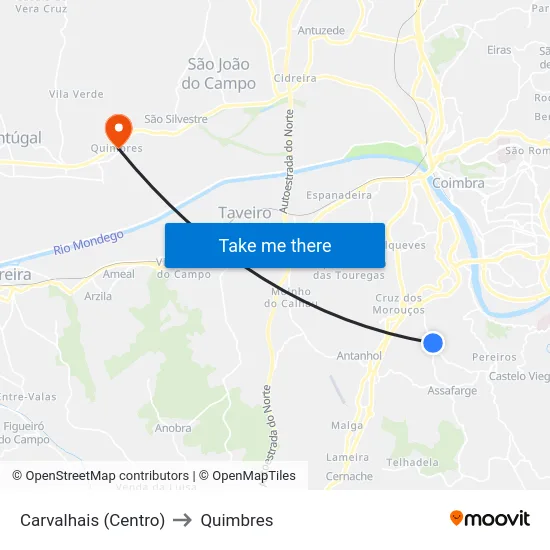 Carvalhais (Centro) to Quimbres map