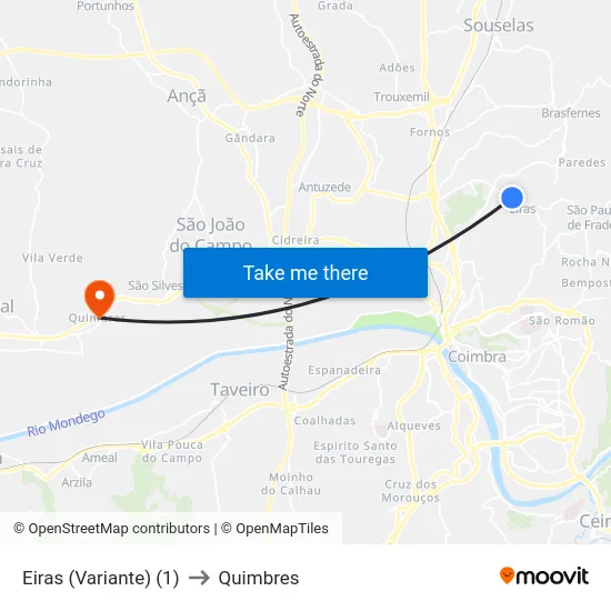 Eiras (Variante) (1) to Quimbres map