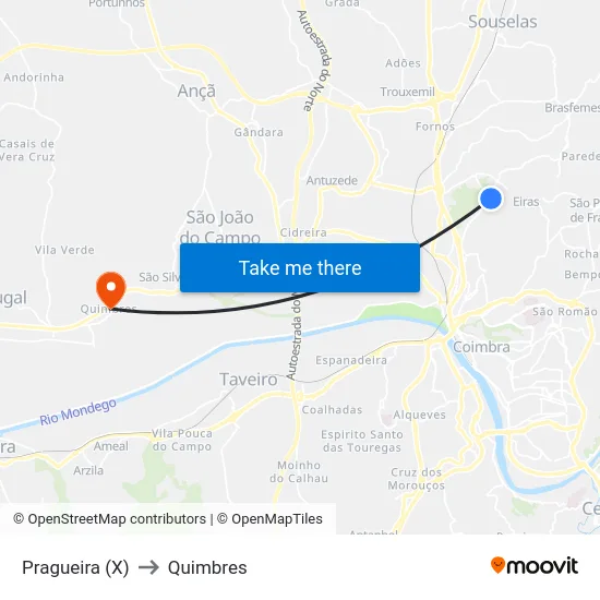Pragueira (X) to Quimbres map