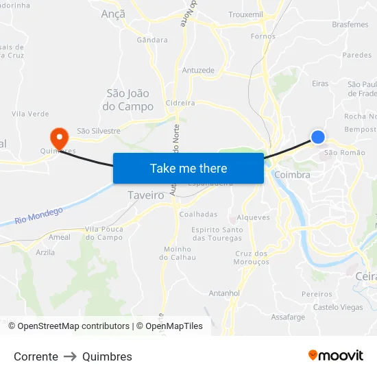 Corrente to Quimbres map