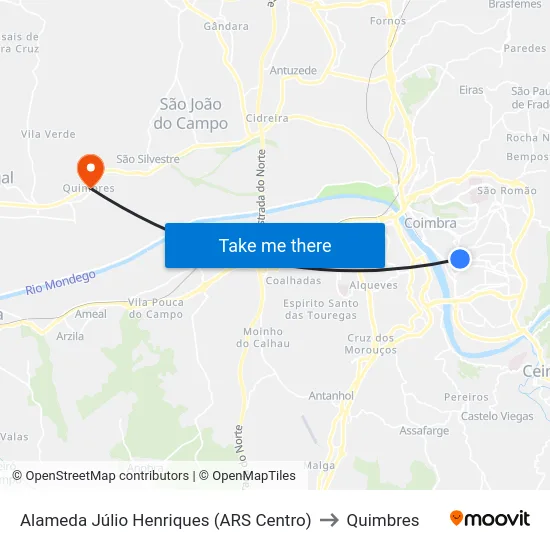 Alameda Júlio Henriques (ARS Centro) to Quimbres map