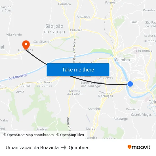 Urbanização da Boavista to Quimbres map