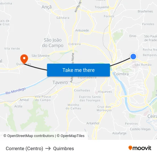Corrente (Centro) to Quimbres map