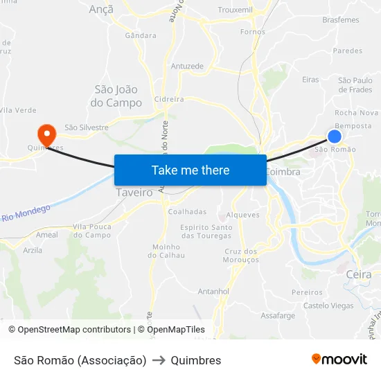 São Romão (Associação) to Quimbres map